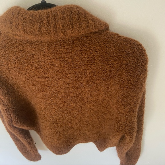 Aritzia Wilfred Free Zip Up Sweater Brown Funnel Neck size Small - Picture 6 of 9